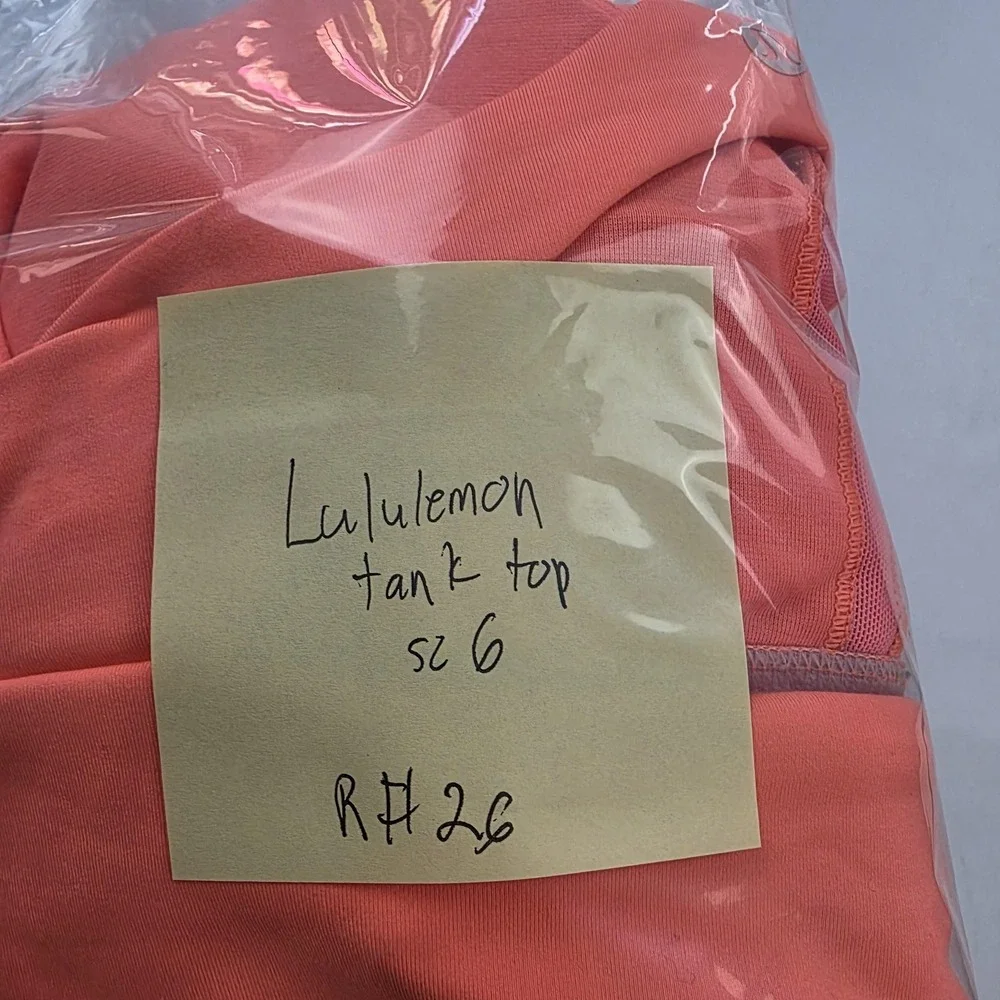 Lululemon Tank Top Womens 6 Pink Orange Built In Bra Colorblock Yoga Athletic